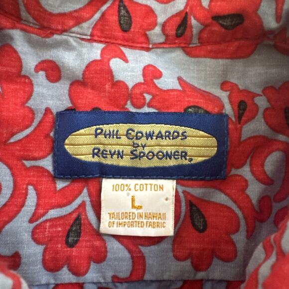Phil Edwards by Reyn Spooner Hawaiian Shirt Mens Large Tribal Floral EUC - Picture 4 of 10
